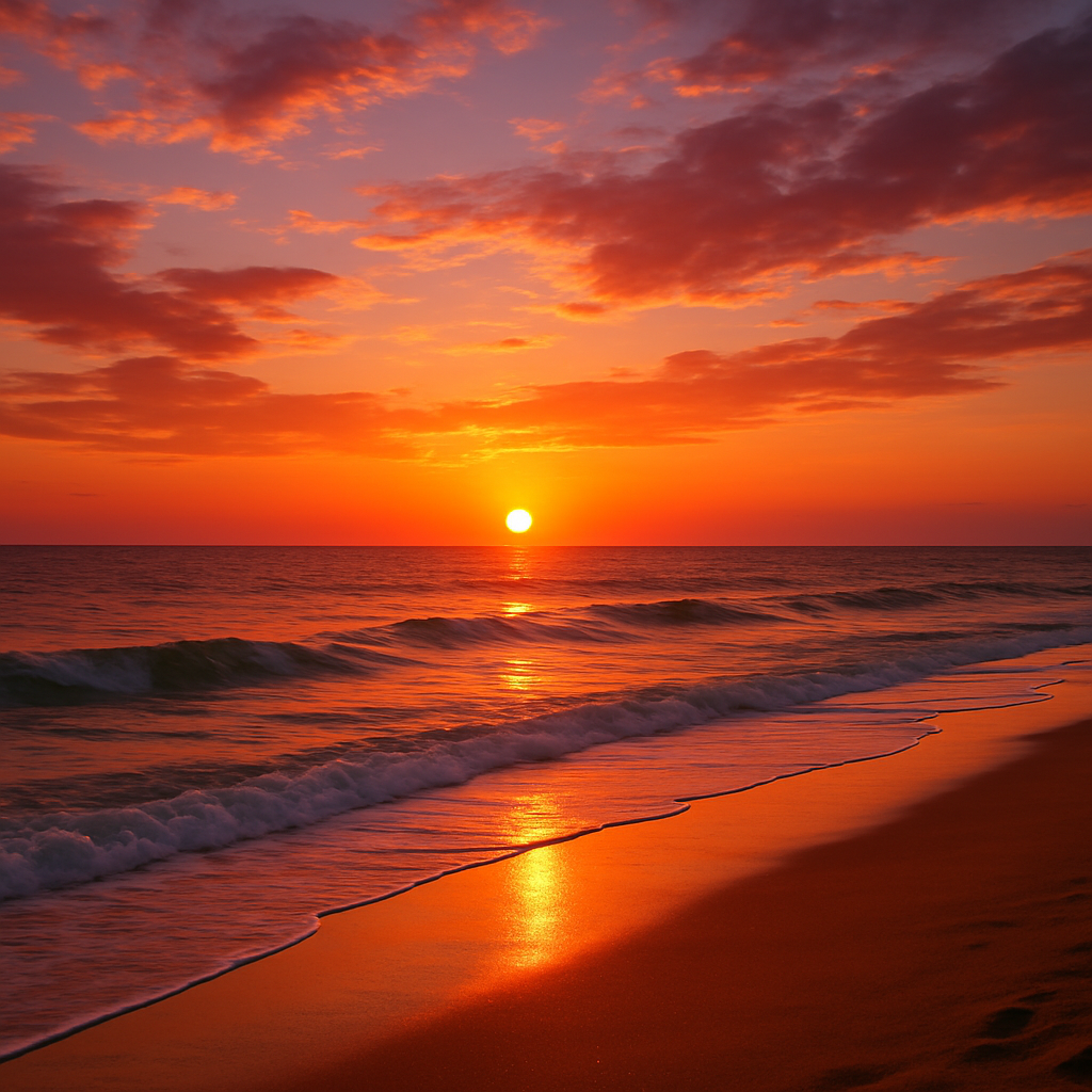 夕焼けの海岸